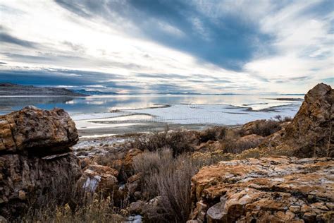 View in Antelope Island State Park Stock Photo - Image of sunny ...