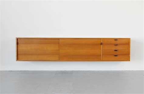 Wall Mounted Sideboard With Leather Pulls Adore Modern