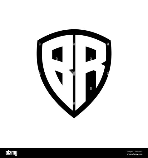 BR Monogram Logo With Bold Letters Shield Shape With Black And White