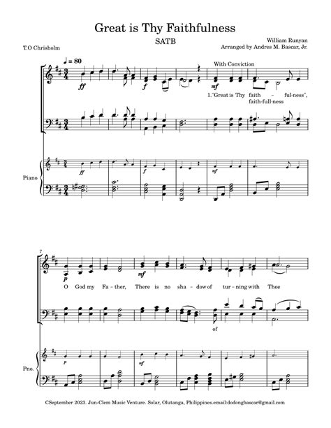 Great Is Thy Faithfulness Satb Arr Andres M Bascar Jr Sheet Music