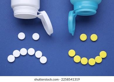 Happy Sad Faces Made Antidepressant Pills Stock Photo 2258541319 ... 