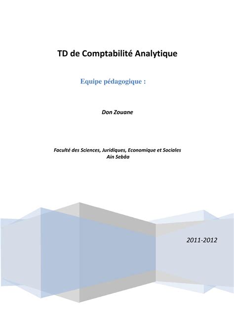 Exercices corrig s C A E pdf version 1 2011 TD de Comptabilité