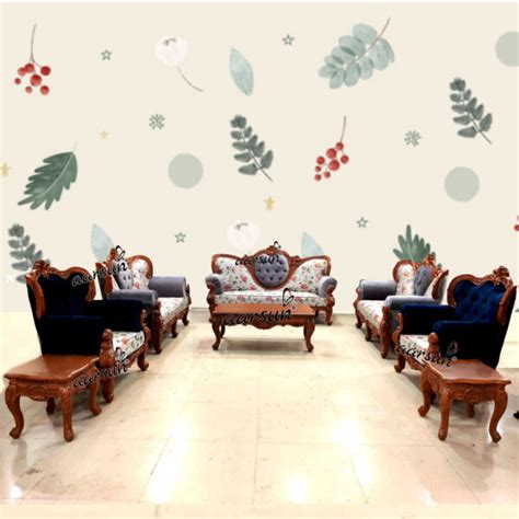 Handmade Sofa Set In Solid Quality Wood UH YT 183