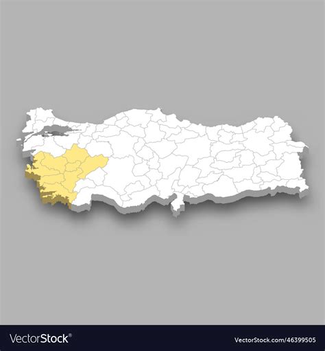 Aegean region location within turkey map Vector Image