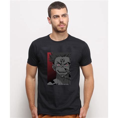 Camiseta Masculina Preta Algodao Desenho Sukuna Jujutsu Kaisen No Shoptime