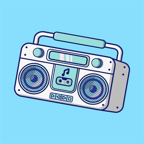 ilustração em vetor de desenho animado boombox de música elétrica legal