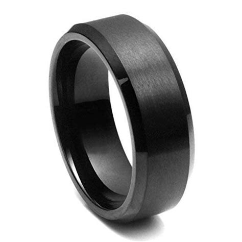 Black Rose Gold Tungsten Ring Wedding Band Etsy