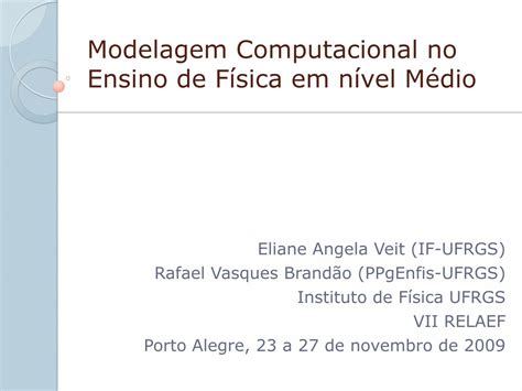 Pdf Modelagem Computacional No Ensino De F Sica Em N Vel Pdf