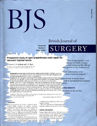 Journal Of Medicine BRITISH JOURNAL OF SURGERY