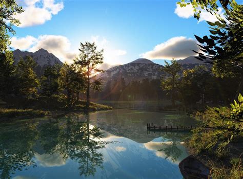 Wallpaper Sunlight Landscape Mountains Lake Nature Reflection