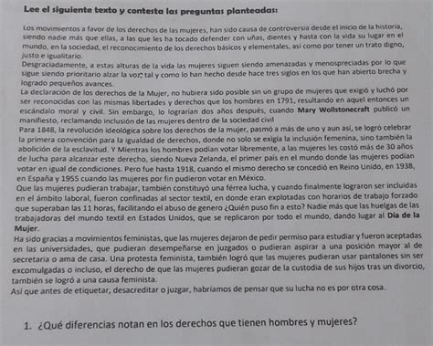 Lee El Siguiente Texto Y Contesta Las Preguntas Planteadas Qu