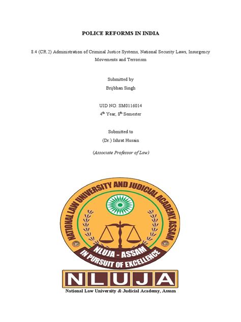 Police Reforms In India Pdf Police Law Enforcement Agency