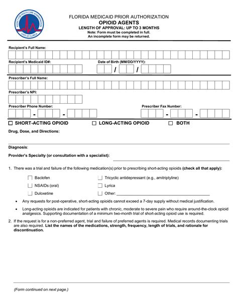 Florida Florida Medicaid Prior Authorization Opioid Agents Fill Out