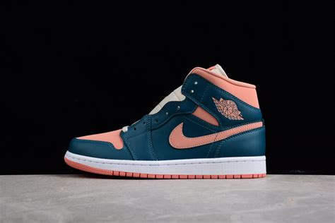 乔丹 Air Jordan 1 Mid Dark Teal Green 粉绿中帮运动鞋 哔哩哔哩