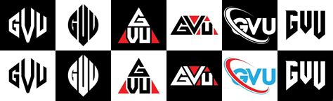 GVU letter logo design in six style. GVU polygon, circle, triangle, hexagon, flat and simple ...