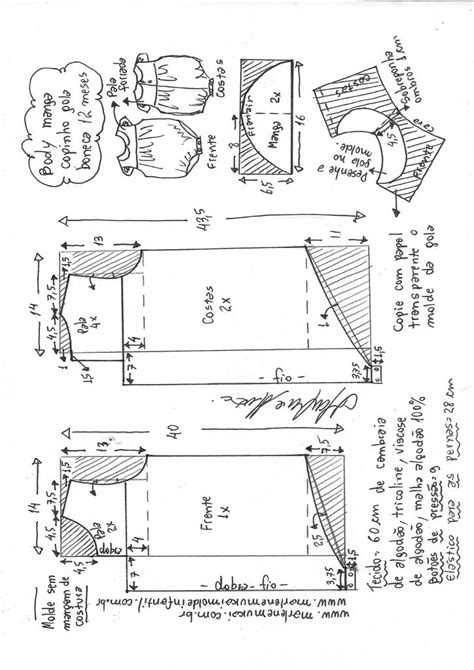 Body bebê gola boneca e manga copinho DIY marlene mukai molde infantil