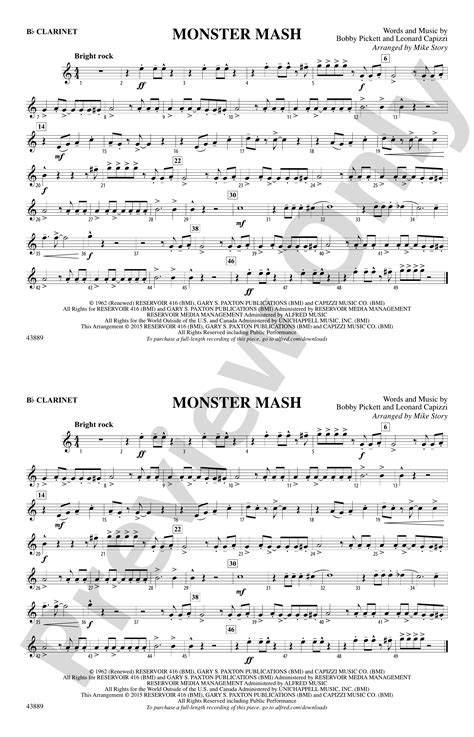 Monster Mash 1st B Flat Clarinet 1st B Flat Clarinet Part Digital