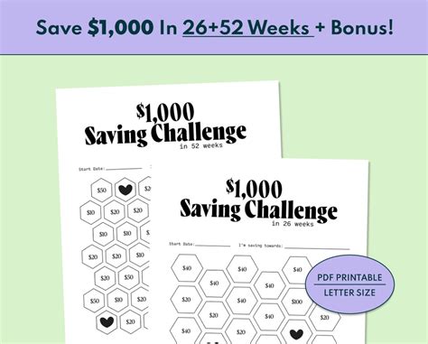 1K Savings Challenge Bundle 1000 Savings Challenge In 26 Etsy