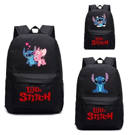 Mochila Lilo E Stich Bolsa Escolar Preto Muchila Grande Mochila Liro