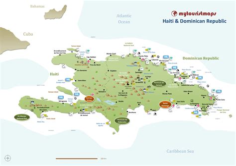 Tourist map of HAITI & DOMINICAN REPUBLIC | mytouristmaps.com