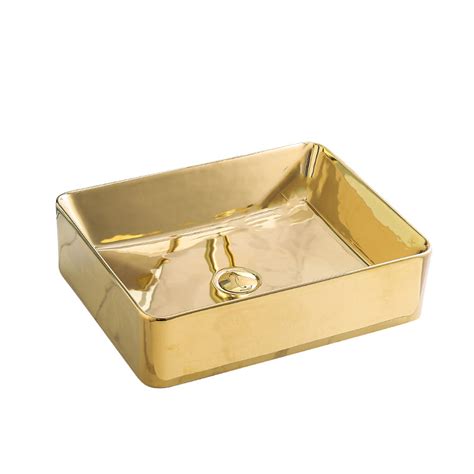 Gold Bathroom Sink Faucet Contemporary Vitreous China Vessel Sink with ...