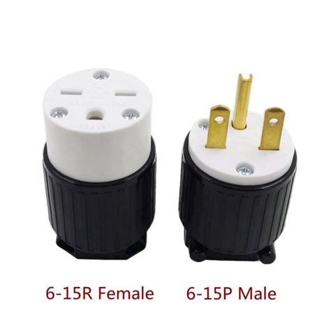 Usa 3 Prong Diy Rewirable Ac Male Plug And Female Socket Ul Nema 6 15p And 6 15r Straight