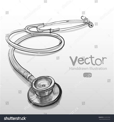 Hand Drawn Stethoscope Stock Vector Illustration 122181559 Shutterstock