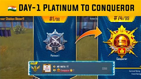 DAY 1 PLATINUM TO CONQUEROR IN BGMI SOLO RANK PUSH BGMI TIPS FOR