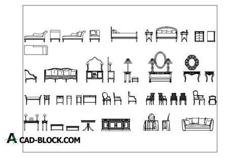 CAD Furniture set blocks DWG - Free in Autocad 2D CAD Blocks