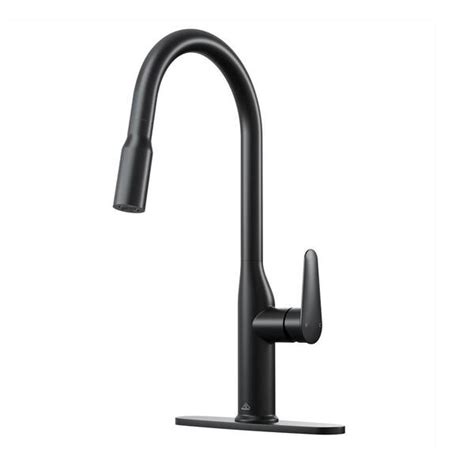 Casainc Single Handle Pull Down Sprayer Kitchen Faucet With Deckplate In Matte Black Ca D4171 Mb