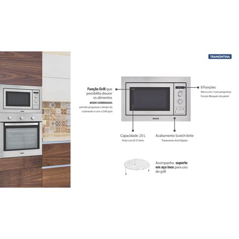 Micro Ondas De Embutir Tramontina Inox L Em A O Inox