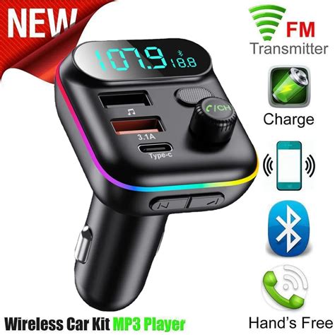 Car Bluetooth 5 0 FM Transmitter QC3 0 PD Type C Dual Usb Car Fast