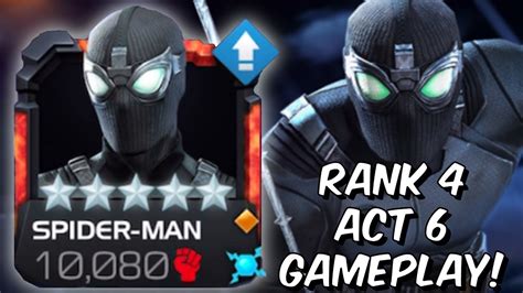 5 Star Spider Man Stealth Suit Rank 4 Rank Up And Act 6 Gameplay Marvel Contest Of Champions