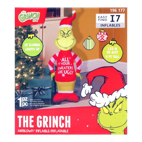 INFLABLE NAVIDEÑO ILUMINADO 1 22 M X 43 X 29 CM THE GRINCH The Home