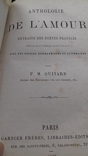 Anthologie De L Amour By Quitard Bon Couverture Souple 1876 Edition