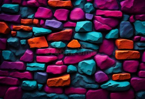 Brick Wall. Neon Stone Texture Stock Illustration - Illustration of ...