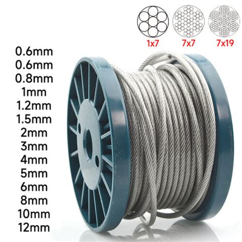 Pvc Coated Stainless Steel 304 Cable Wire Rope 1x7 7x7 7x19 Clear 132 12 Ebay