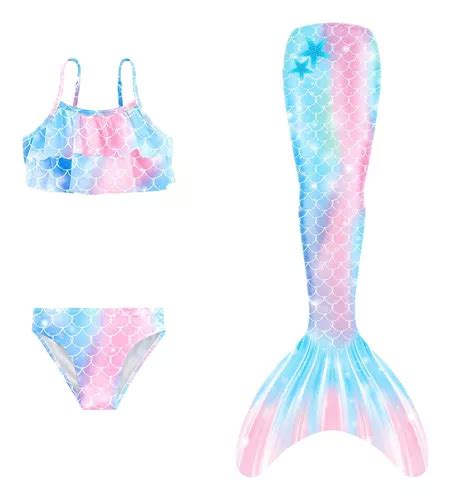 Traje De Baño Sirena Niñas Bikini Natación 9 Piezas Meses sin interés