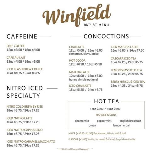 Menu Of Winfield Street Coffee In New York Ny