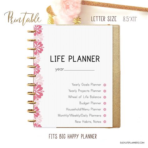 Life Planner Printable Planner Pages Daily Planner Inserts Etsy Uk