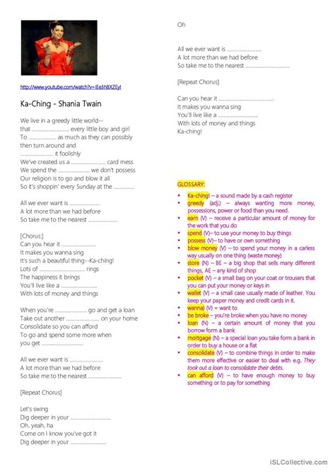 Ka Ching Song And Nursery Rhym English Esl Worksheets Pdf And Doc