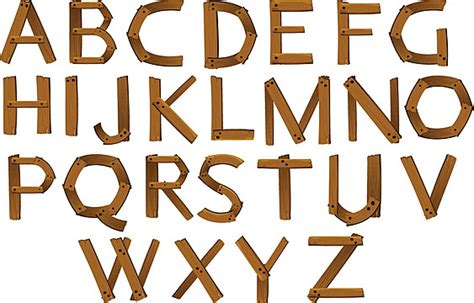 Letras De Madera Del Alfabeto Madera Escritura única Vector PNG