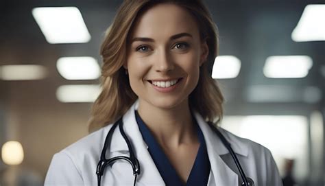 Premium Photo Portrait Of Smiling Female Doctor With Stethoscope