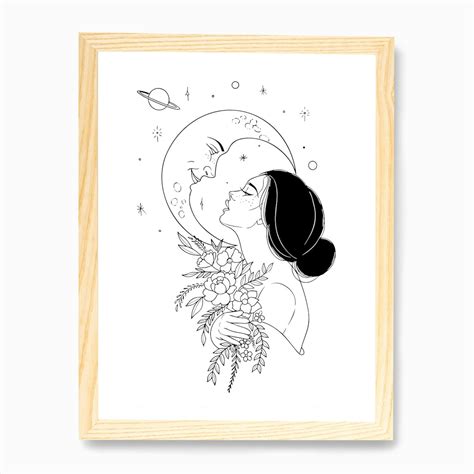 Moon And The Girl Art Print by Blonart - Fy