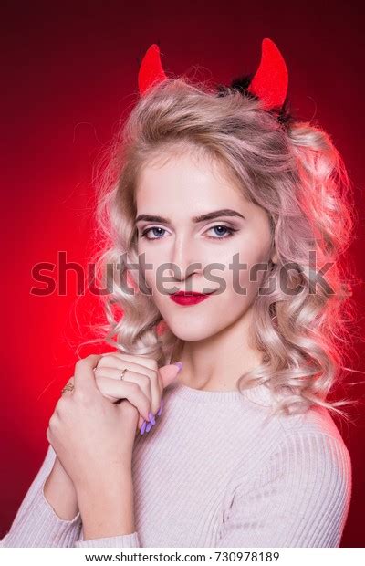 Portrait Beautiful Blonde Woman Cunning Look Stock Photo Shutterstock