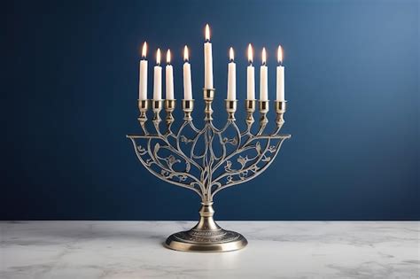 Premium Photo Jewish Hanukkah Menorah 9 Branch Candlestick Holiday