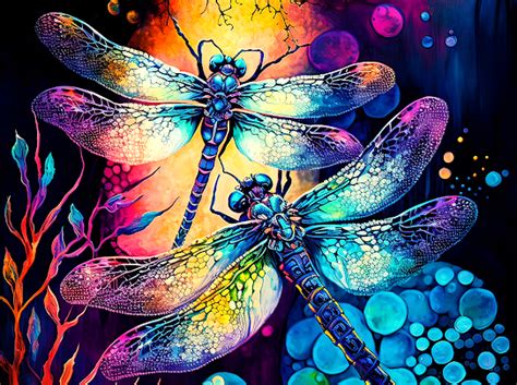 Dragonfly Painting Dragonfly Art Diamond Painting Faux Stained Glass