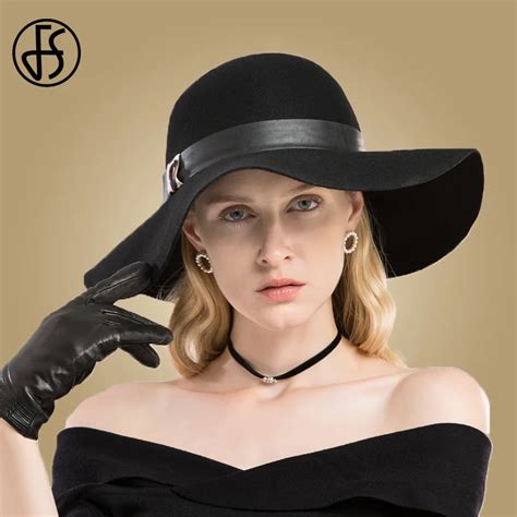 Aliexpress Buy FS Elegant Wool Hats For Women Black Bowler Hat