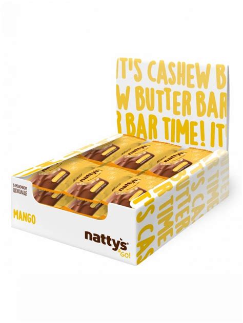 Протеиновые батончики без сахара Nattys&Go! MINI Mango с кешью пастой и ...
