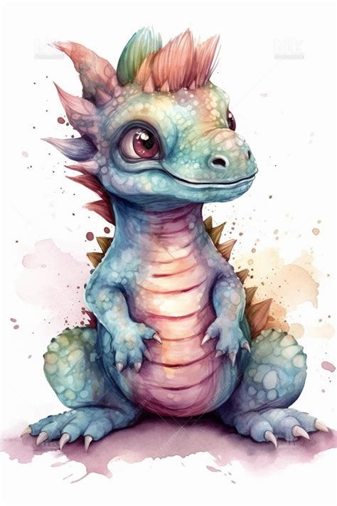 Premium AI Image | A watercolor illustration of a dragon.